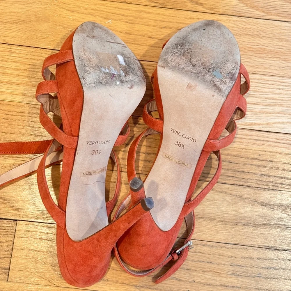 Barneys New York CO-OP Orange Strappy Heels‎ .